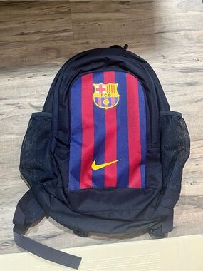 Nike FC Barcelona Navy and Red Backpack with Yellow Swoosh